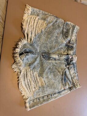 Sneak Peek Distressed Light Blue Denim Shorts